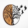 Wallity Tree And Birds - 322 Escultura de Pared Negro y Nogal
